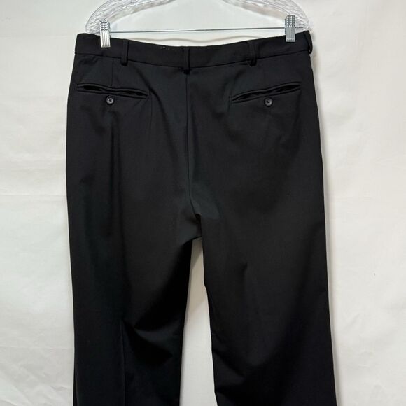 Oscar De La Renta Dress Pants Mens 34x30 Black 100% Wool Pleated - Picture 5 of 16